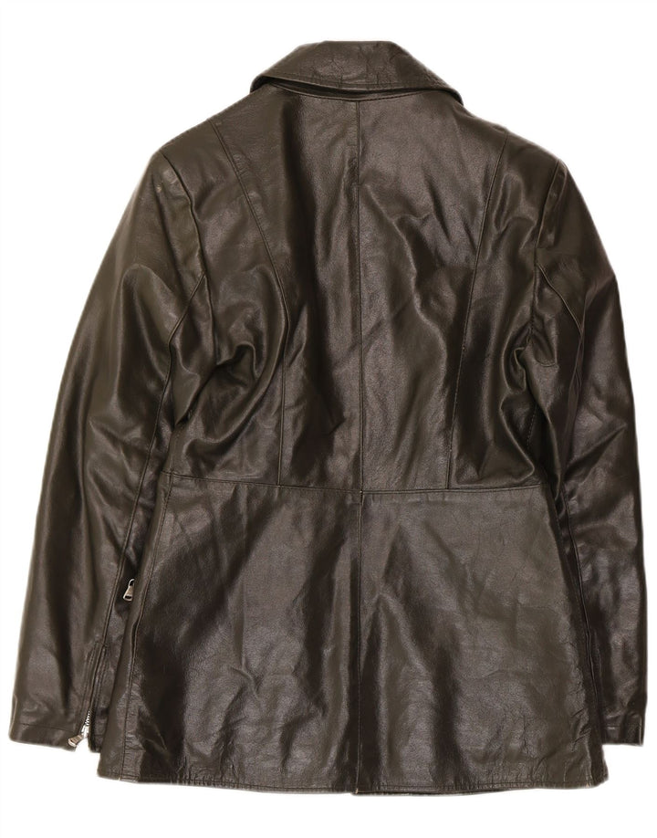 Jachetă de piele vintage pentru femei UK 10 Small Khaki