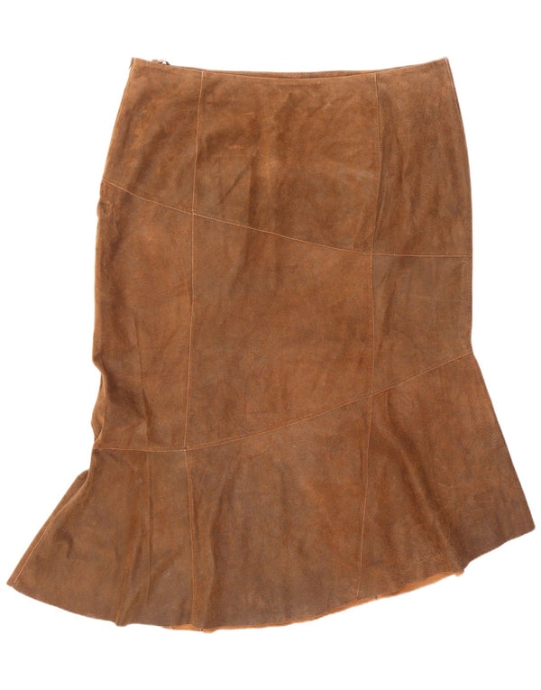 Fusta de sirena din piele vintage pentru femei UK 24 4XL W42 L36 Piele maro
