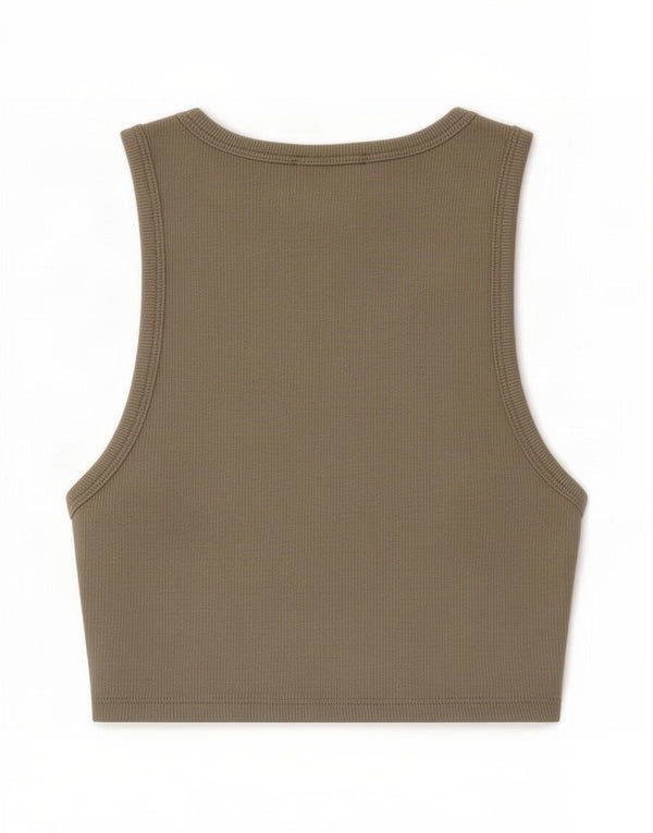 Top cu vestă pentru femei Zara UK 12 Medium Khaki Bumbac