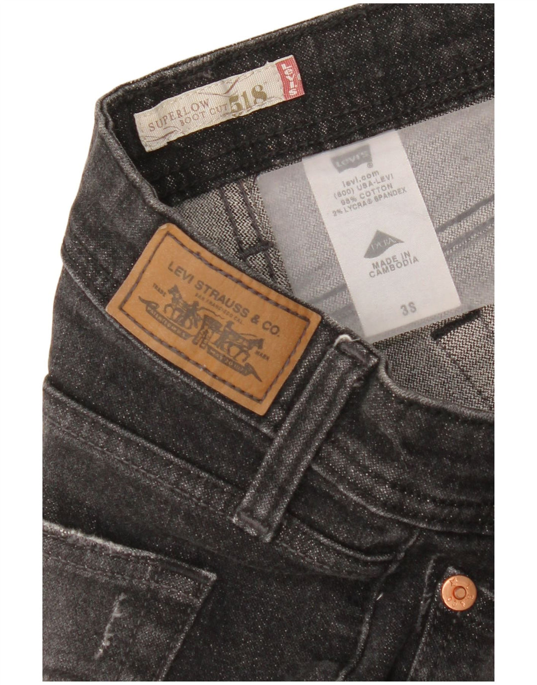 Blugi Levi's pentru femei 518 Super Low Bootcut US 3 Small W30 L29 bumbac gri