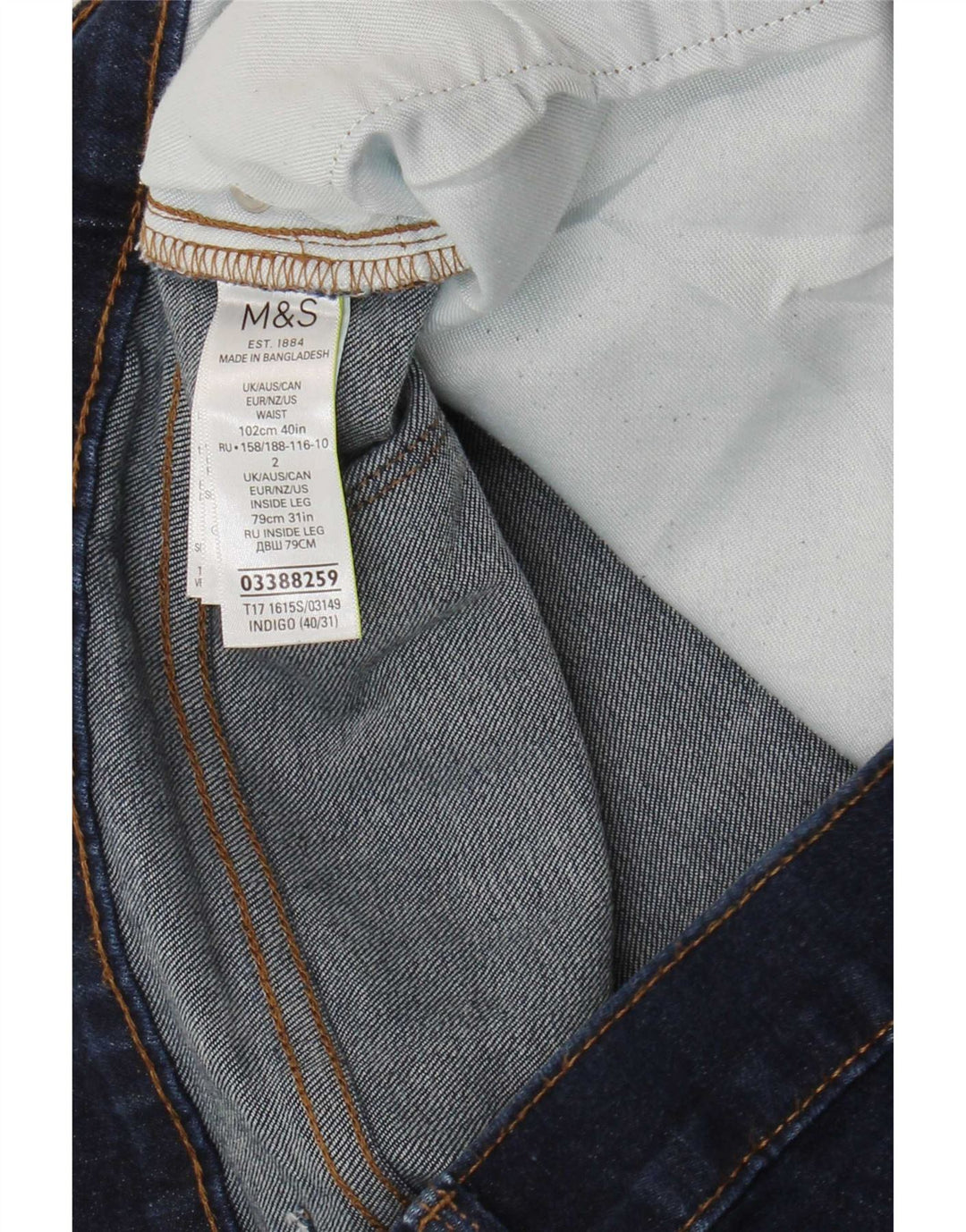 Blugi slim pentru bărbați Marks & Spencer W40 L31 bumbac bleumarin