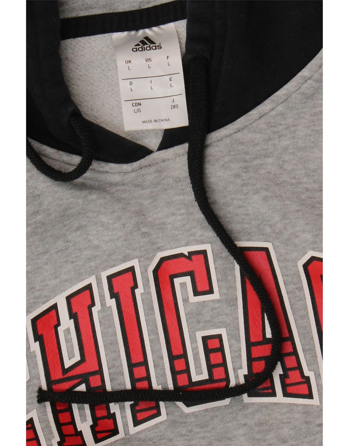ADIDAS Mens Chicago Graphic Hoodie Jumper Large Grey Vintage Adidas and Second-Hand Adidas from Messina Hembry 