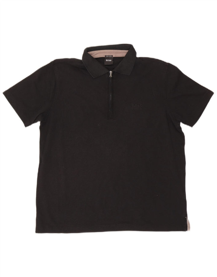 Tricou polo pentru bărbați Hugo Boss mediu negru