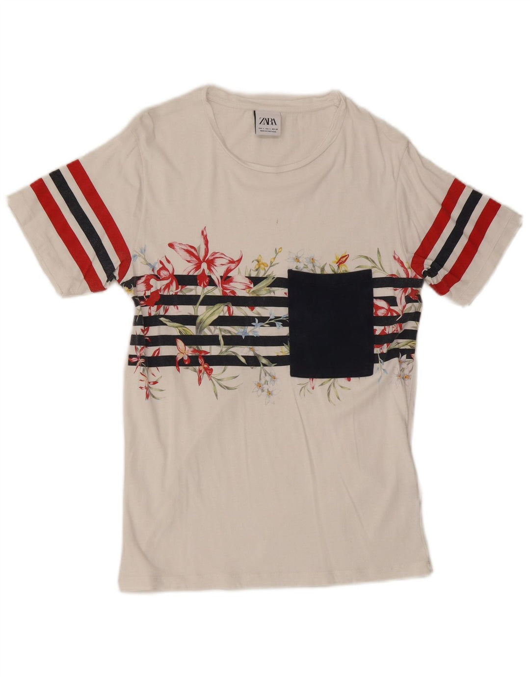 Tricou pentru bărbați Zara Top Mic Alb Floral Bumbac