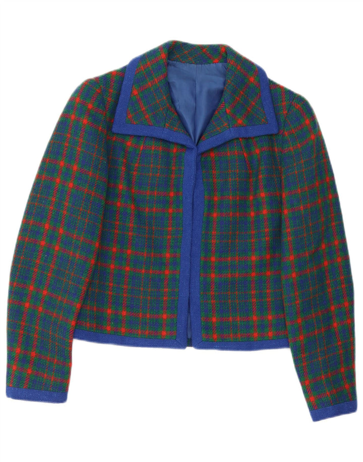 Blazer vintage pentru femei UK 10 mic verde carouri retro