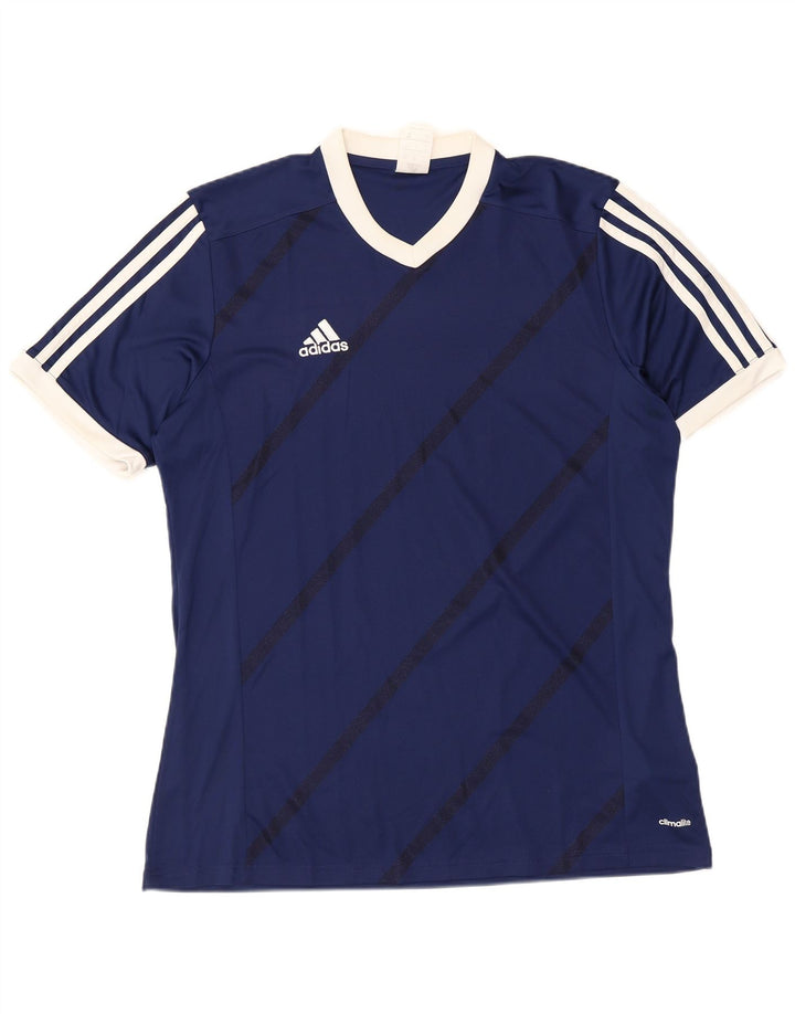 Tricou pentru bărbați Adidas Top mare bleumarin cu dungi din poliester
