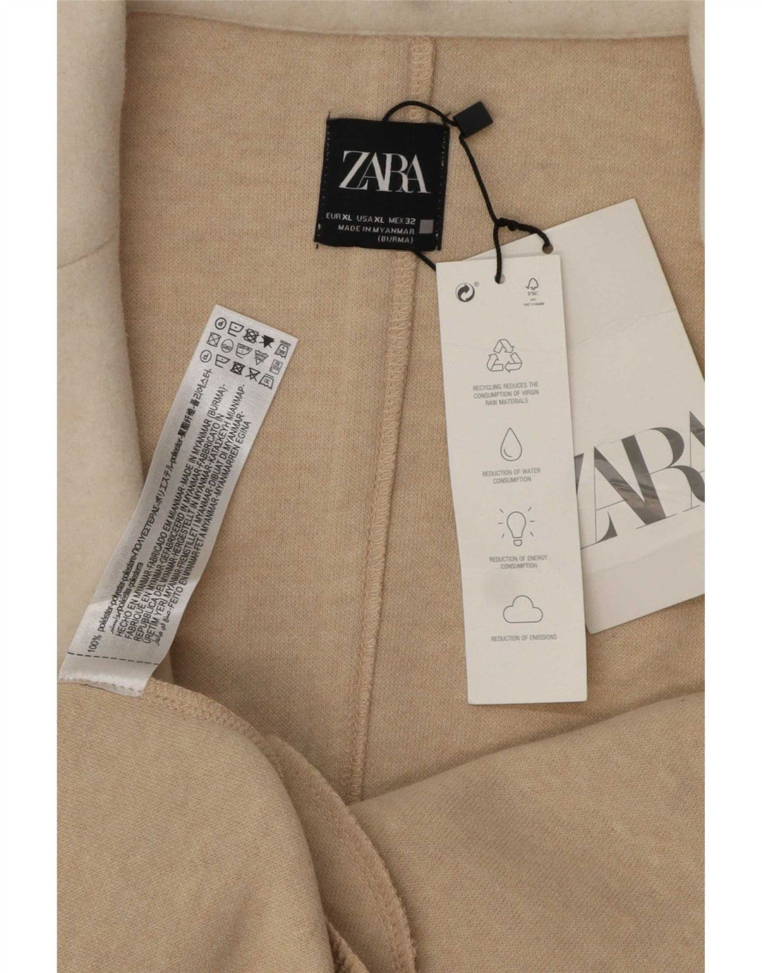 Trenci deschis pentru femei Zara UK 18 XL poliester bej