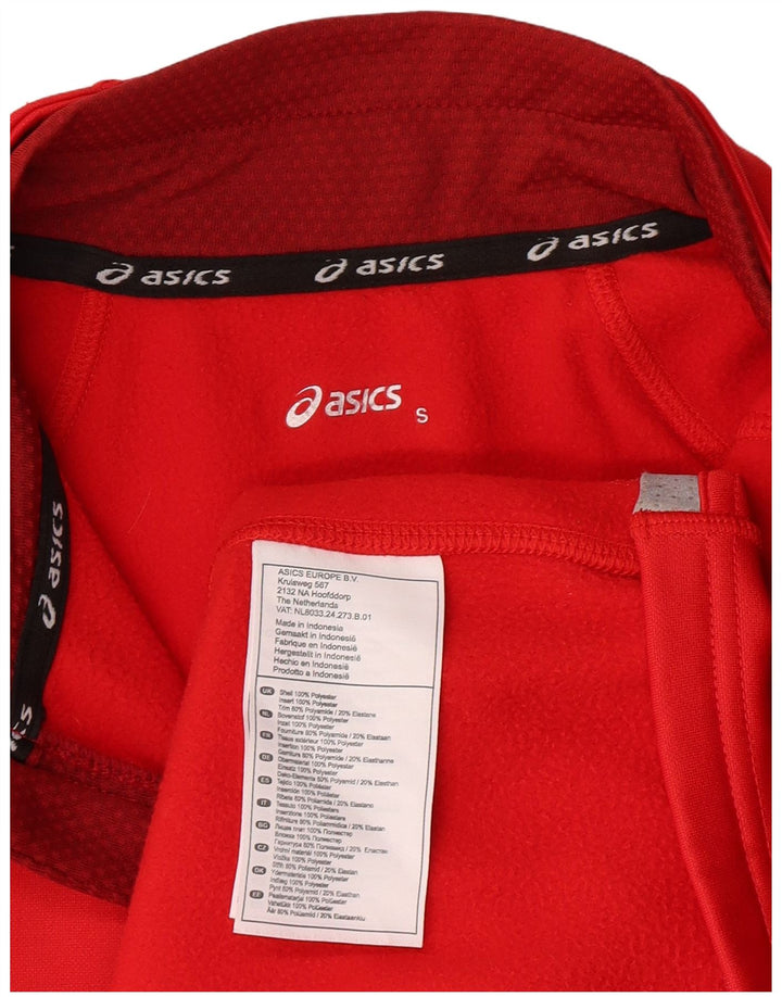 Trening ASICS pentru bărbați, cu fermoar, cu gât, sport, poliester, mic, roșu