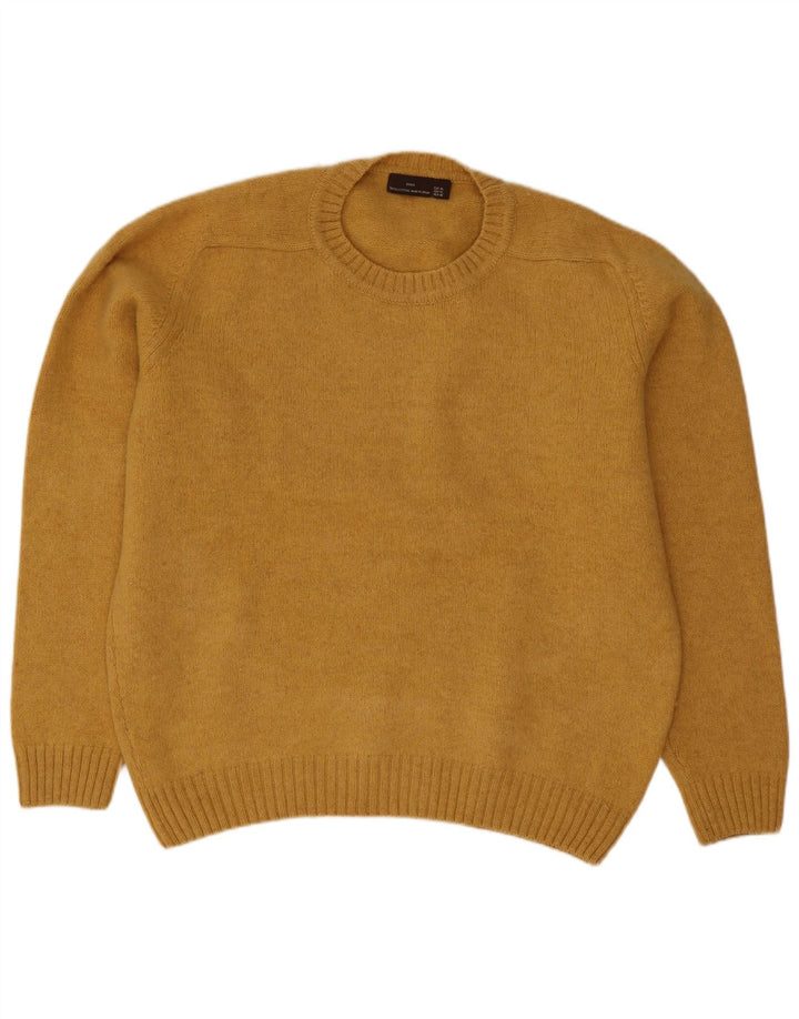Pulover pentru bărbați Zara, cu gât crew, XL, lână galbenă