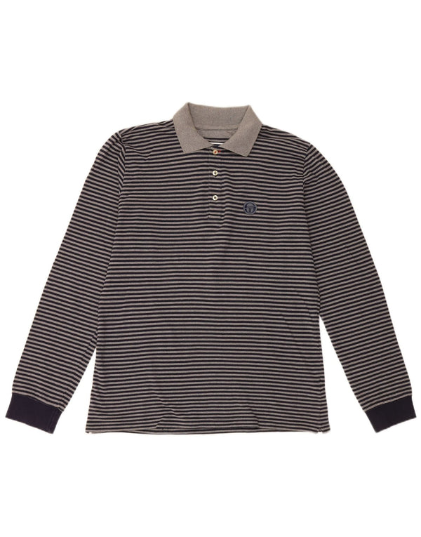 Cămașă polo cu mânecă lungă pentru bărbați Sergio Tacchini, XL, bumbac cu dungi albastru bleumarin