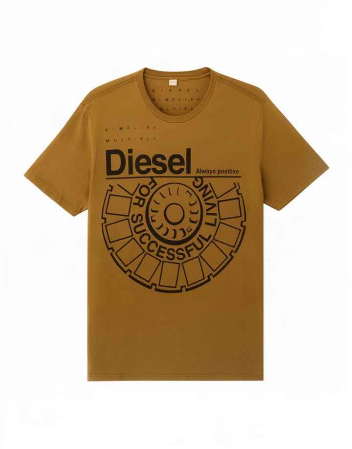 Tricou grafic pentru bărbați Diesel Top mare din bumbac maro