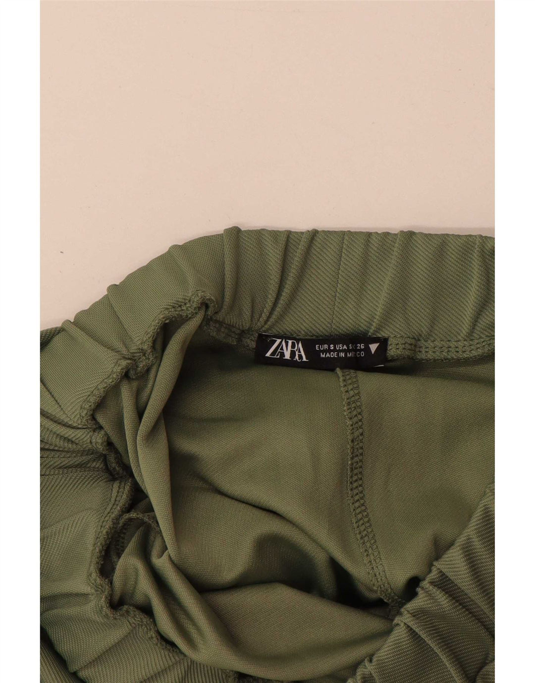 Pantaloni cargo pentru femei cu picioare largi Zara Mici L26 L29 Poliester verde