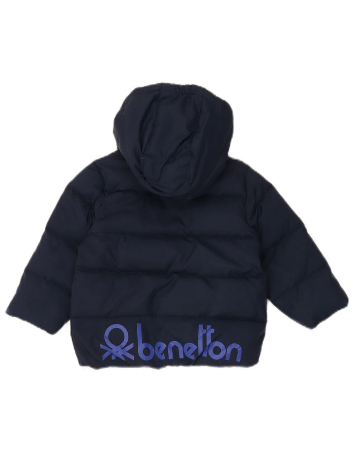 Jachetă căptușită cu glugă Benetton pentru băieți, 5-6 ani, bleumarin