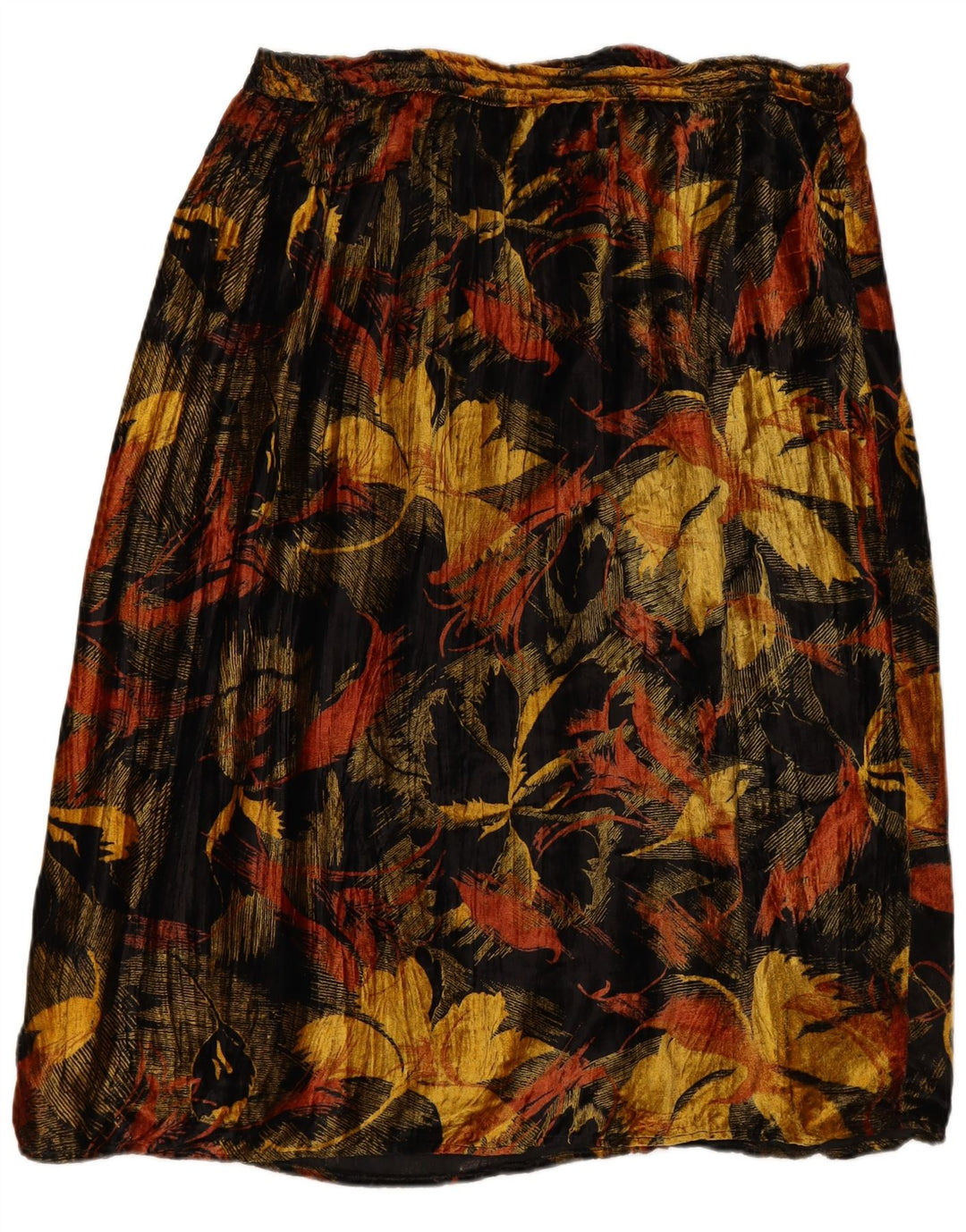 VINTAGE Fusta A-Line din Velour pentru Femei W38 XL Negru Floral Rayon