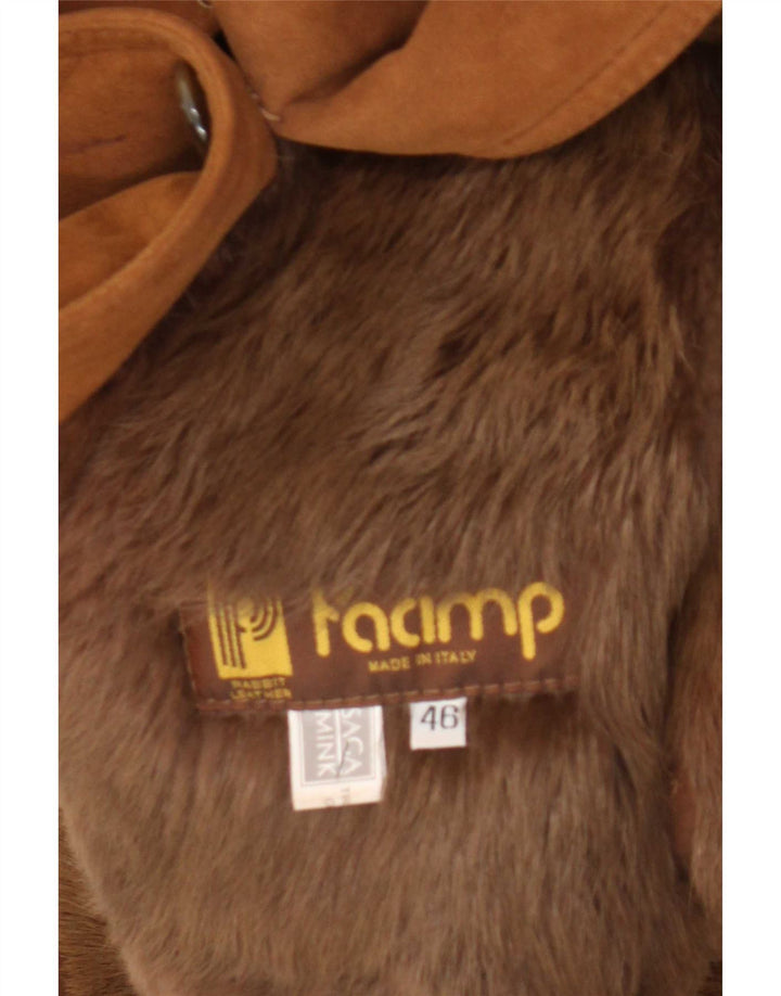 Palton vintage pentru femei din shearling IT 46 din piele maro mare