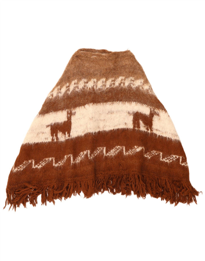 Jumper Poncho Vintage pentru femei Mărime Unică Maro Colorblock Aztec