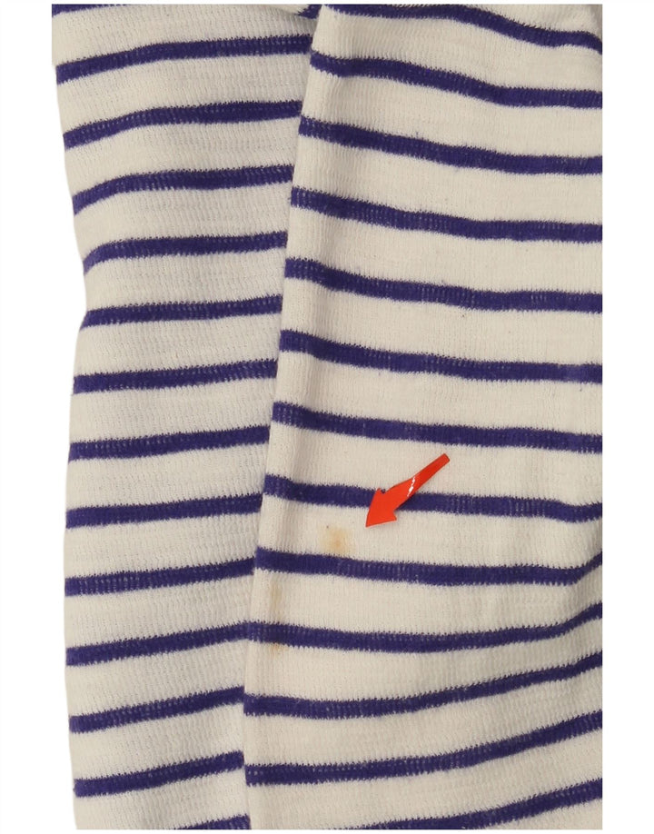 Pulover cardigan deschis pentru femei JOULES UK 8 mic bumbac cu dungi albe