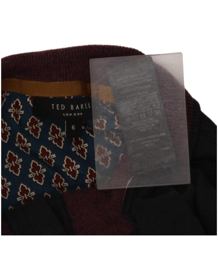 Pulover pentru bărbați Ted Baker cu gât cu nasturi Mărimea 6 2XL Lână bleumarin