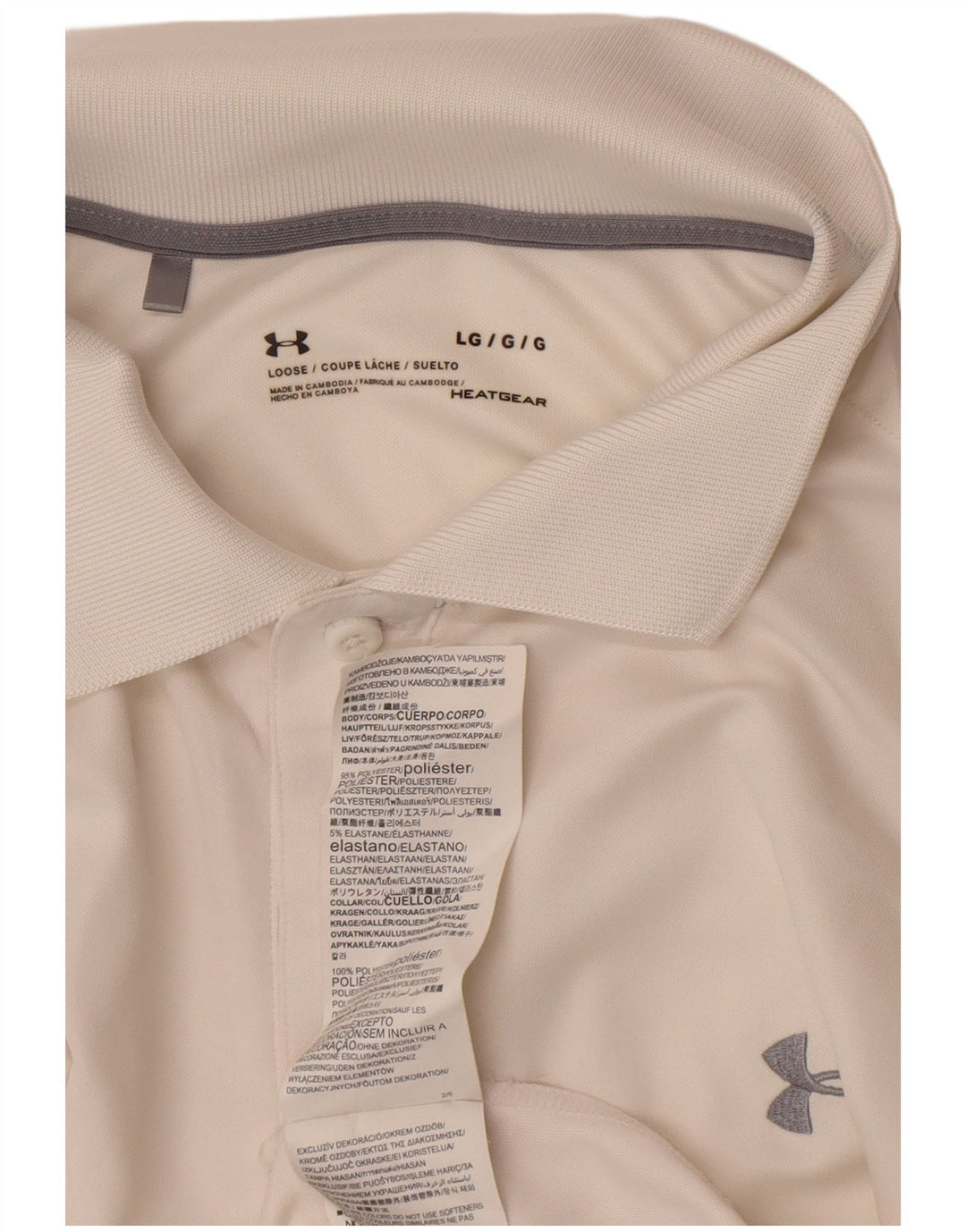 Tricou polo Under Armour pentru bărbați Heat Gear, mare, alb, din poliester