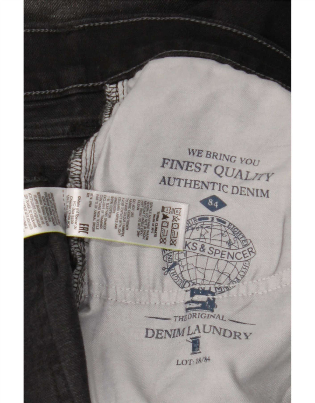 Blugi drepti pentru bărbați Marks & Spencer W44 L31 bumbac negru