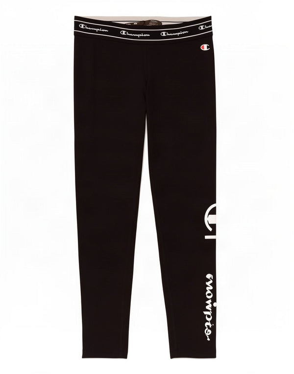 Leggings cu grafic pentru femei Champion UK 14, bumbac mediu negru