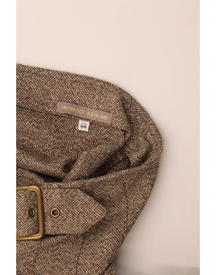 Fusta pliată pentru femei Vintage IT 44 Medium W30 Brown Herringbone