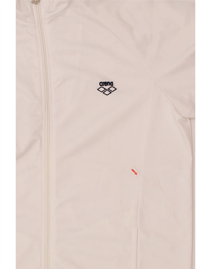 ARENA Womens Graphic Tracksuit Top Jacket UK 16 Large White Polyester Vintage Arena and Second-Hand Arena from Messina Hembry 