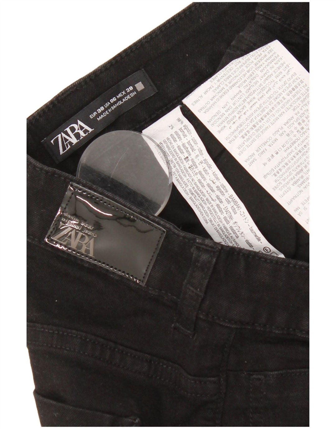 Blugi evazați pentru femei Zara EU 38 Mici W28 L31 Bumbac negru