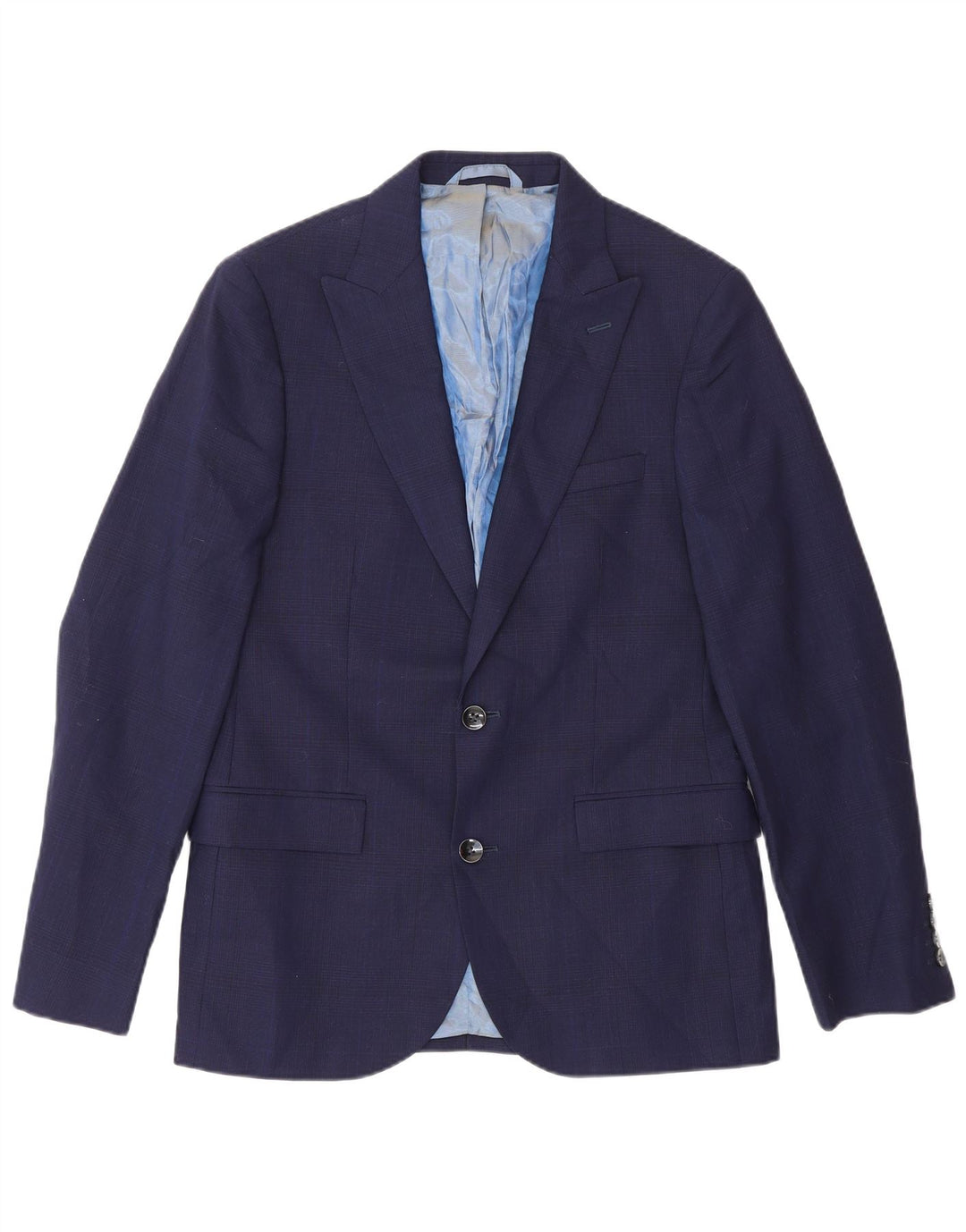 Jachetă pentru bărbați Dkny, cu 2 nasturi, slim fit, UK 38, lână medie, albastru bleumarin