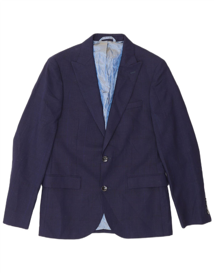 Jachetă pentru bărbați Dkny, cu 2 nasturi, slim fit, UK 38, lână medie, albastru bleumarin