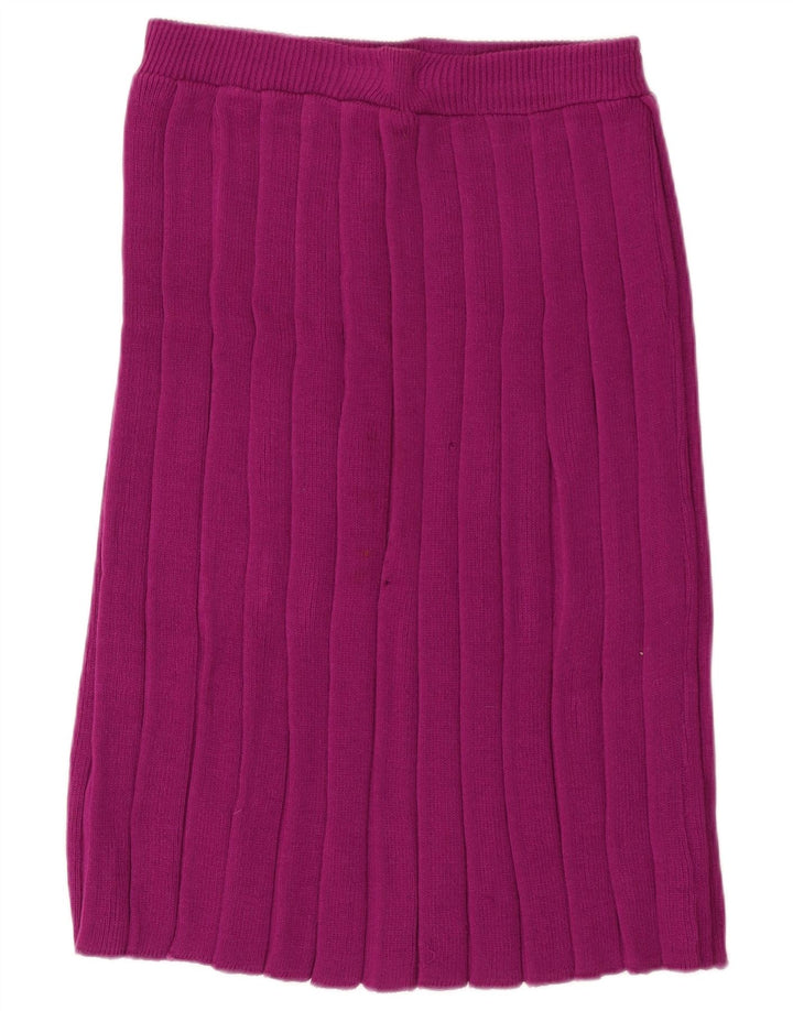 Fusta midi tricot vintage pentru femei W28 Lână mov mică