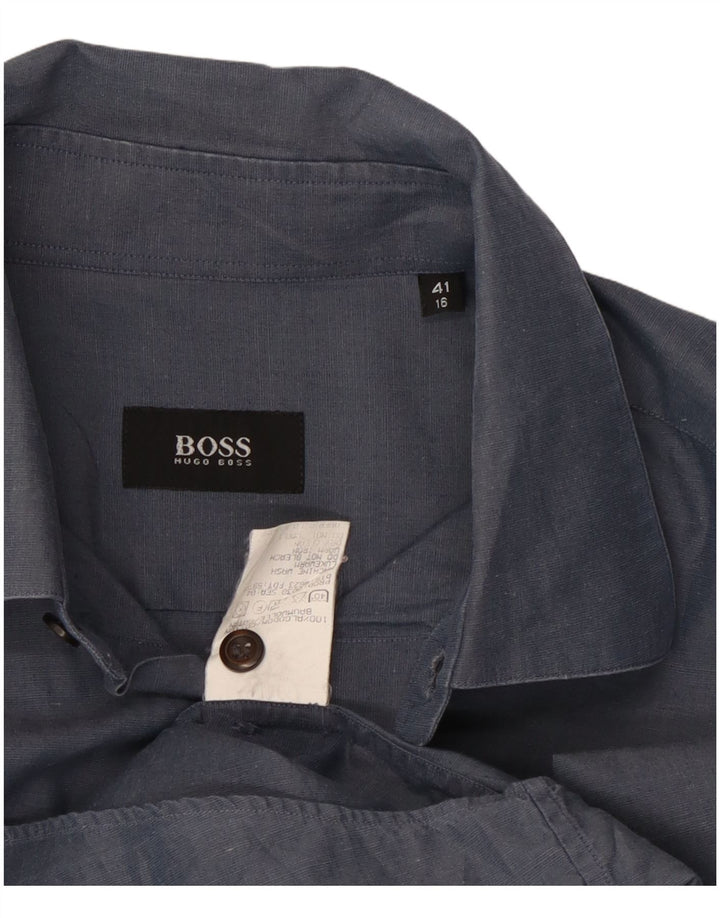 Cămașă pentru bărbați Hugo Boss Mărimea 16 41 Mare Bumbac bleumarin
