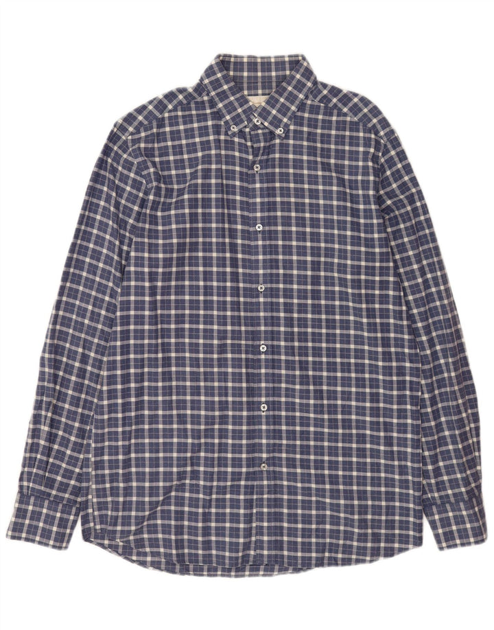 Cămașă de flanel pentru bărbați Massimo Dutti, caroserie medie bleumarin