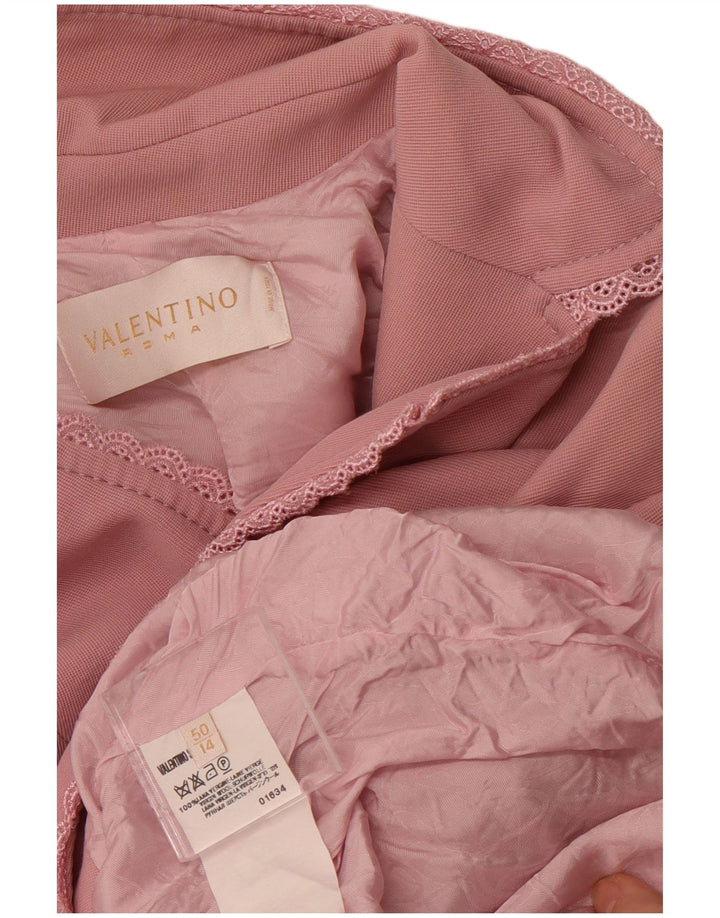 Jachetă VALENTINO pentru femei, cu 1 nasture, UK 14, lână virgină, roz mediu
