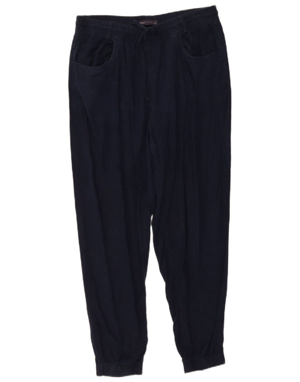 Marks & Spencer Womens Casual Trousers UK 14 Large W34 L28 Navy Blue