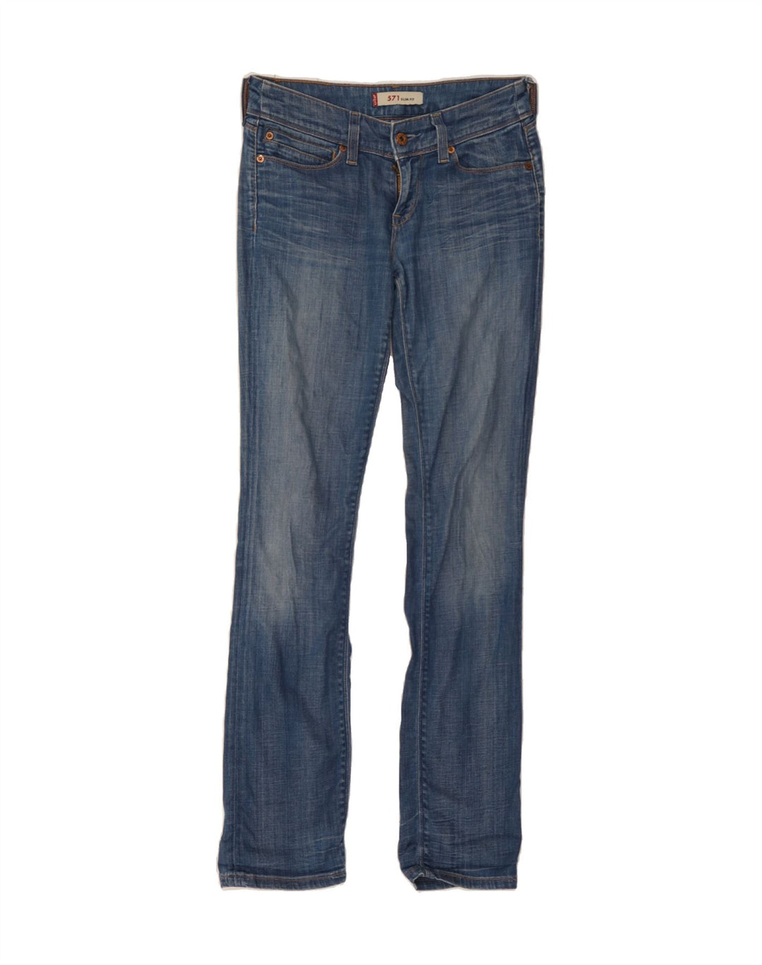 LEVI'S Womens 571 Slim Jeans W28 L34 Blue Cotton Vintage Levi's and Second-Hand Levi's from Messina Hembry 