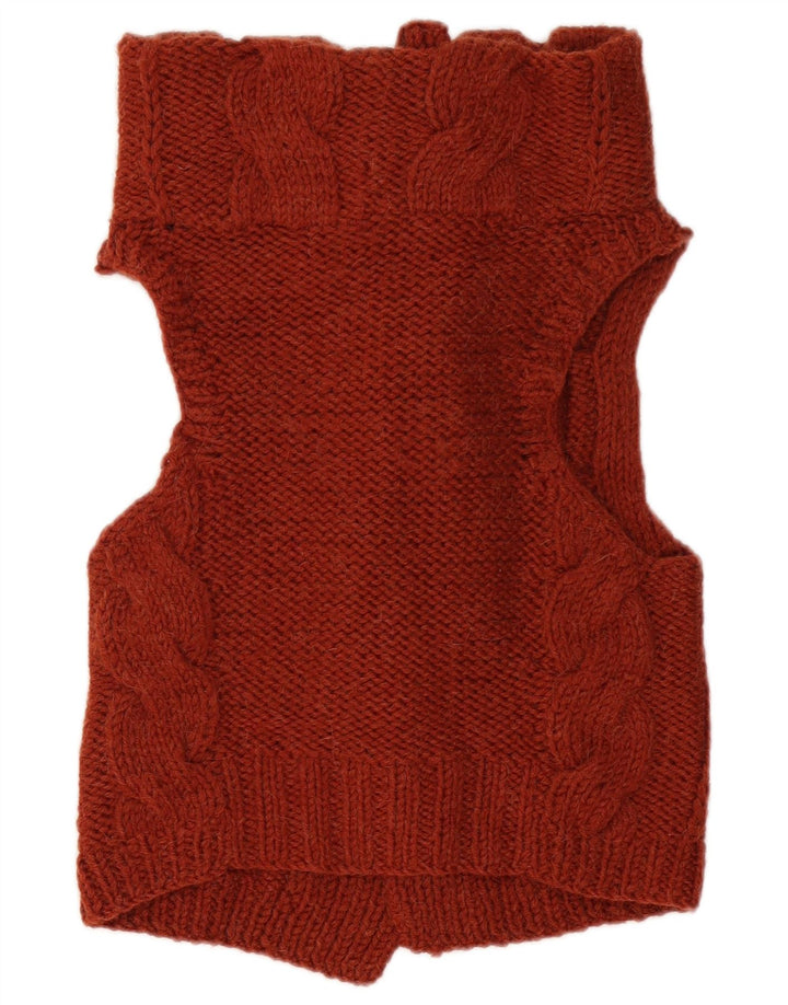 Pulover cardigan fără mâneci pentru femei VINTAGE UK 12 maro mediu