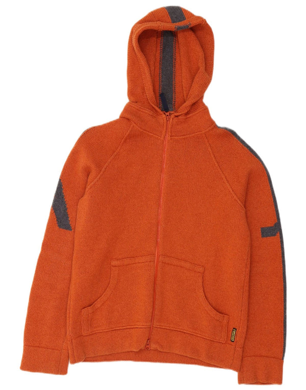 Pulover cardigan cu glugă pentru bărbați Armani Jeans, portocaliu mediu, lână color bloc