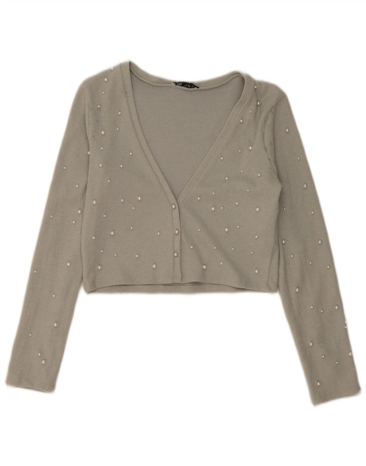 Top cardigan pentru femei Zara UK 14 mare, gri, poliester