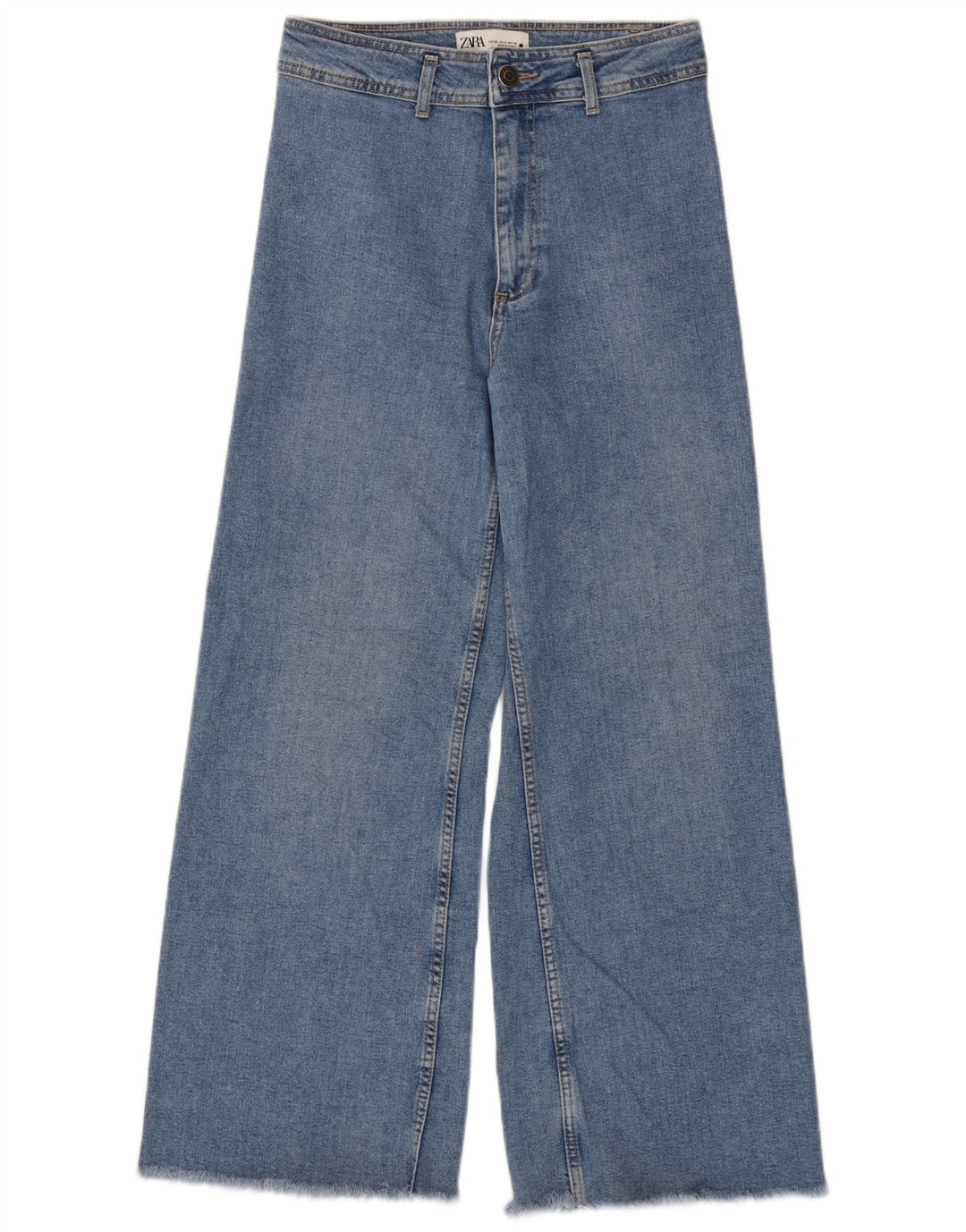 Blugi pentru femei Zara cu picioare late EU 38 Mici W28 L29 Albastru