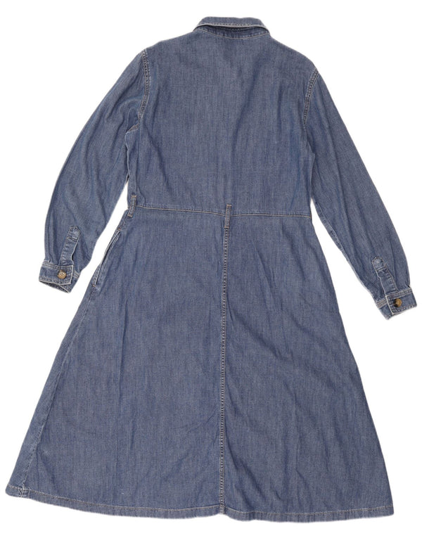 Rochie de denim cu mânecă lungă pentru femei Marks & Spencer UK 12 Bumbac albastru mediu