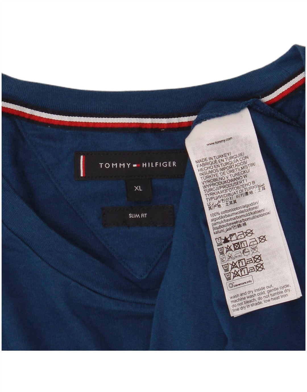 TOMMY HILFIGER Tricou grafic Slim Fit pentru bărbați Top XL Bumbac albastru