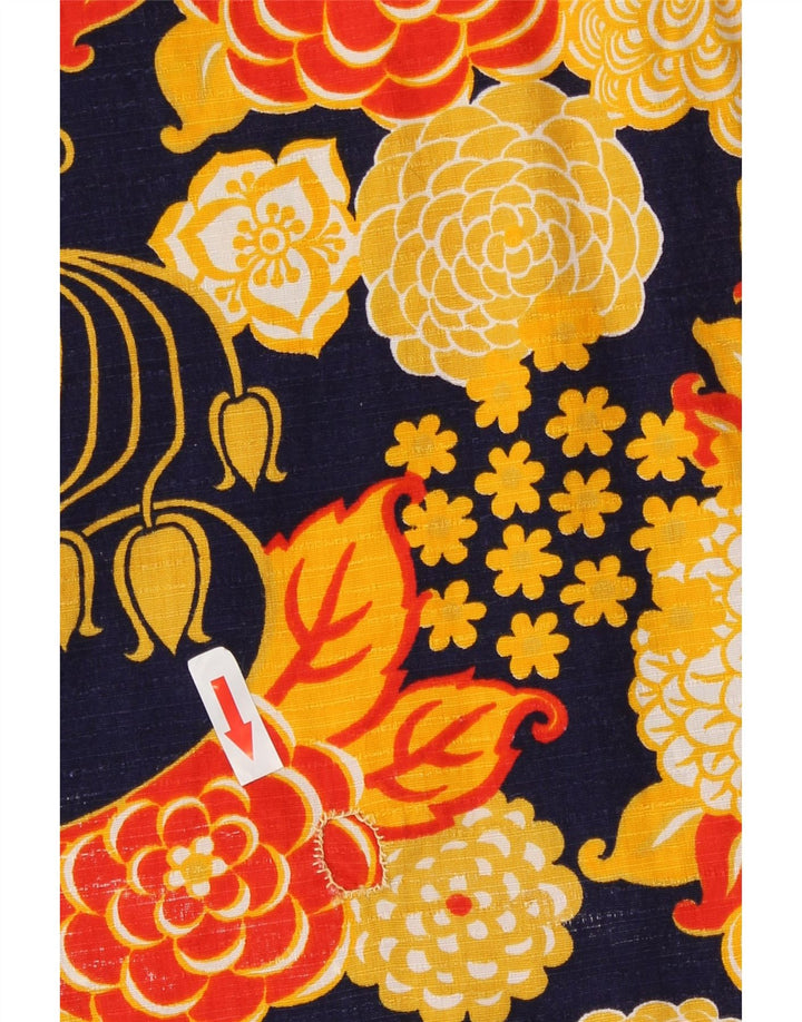 Fusta Mini Wrap Vintage pentru femei W30 Galben Mediu Floral Retro