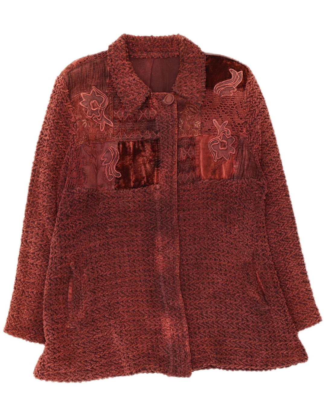 Bomber vintage pentru femei UK 14 Medium Maroon Floral