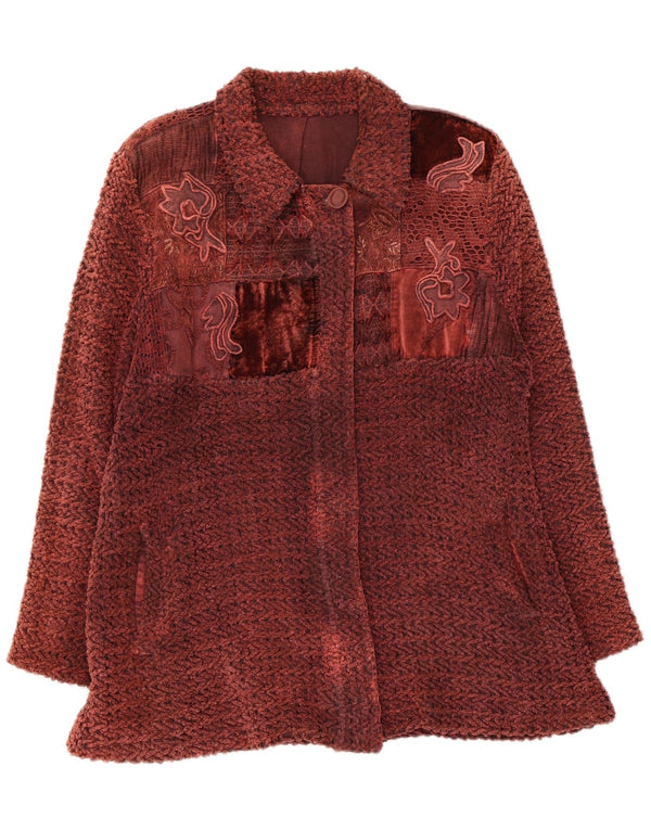 Bomber vintage pentru femei UK 14 Medium Maroon Floral