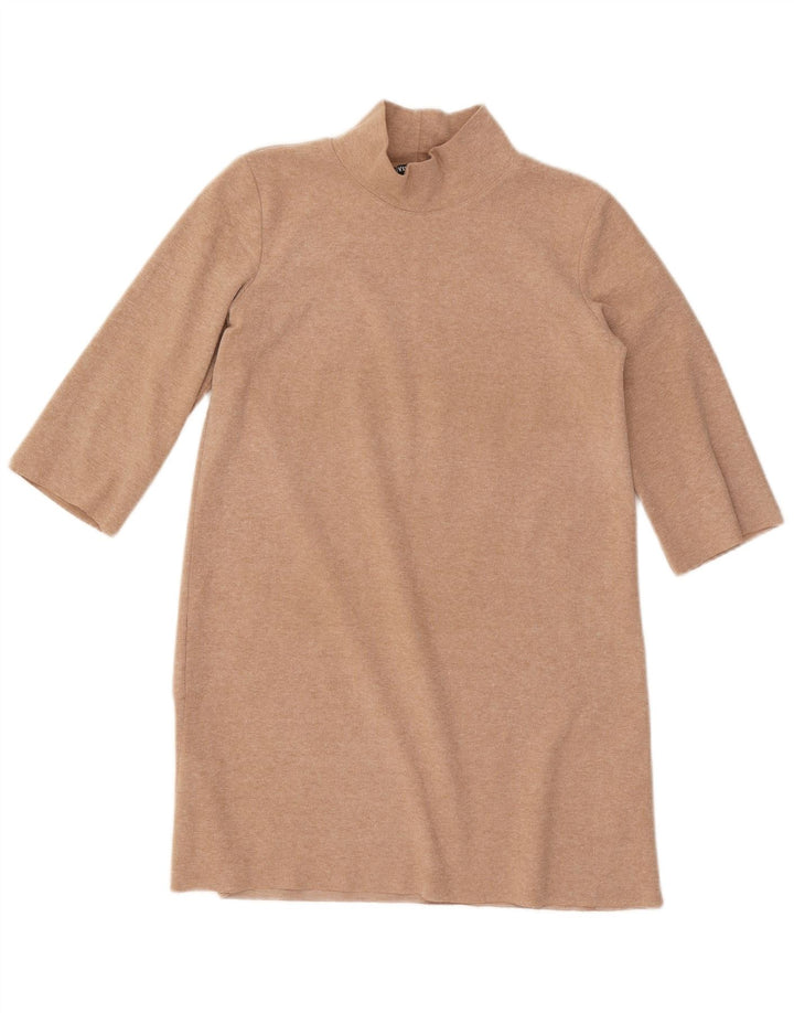 Rochie cu mâneci 3/4 pentru femei Zara UK 10 Poliester Bej Mic