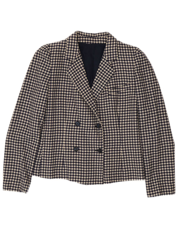 Jachetă vintage pentru femei cu piept dublu IT 42 Medium Bleumarin Vichy