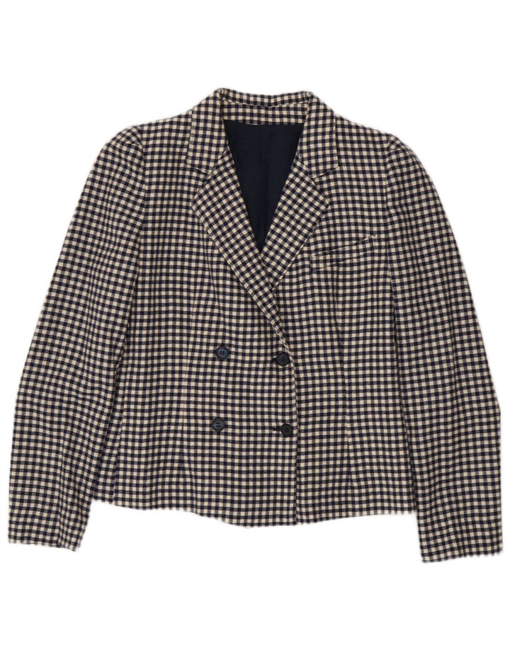 Jachetă vintage pentru femei cu piept dublu IT 42 Medium Bleumarin Vichy