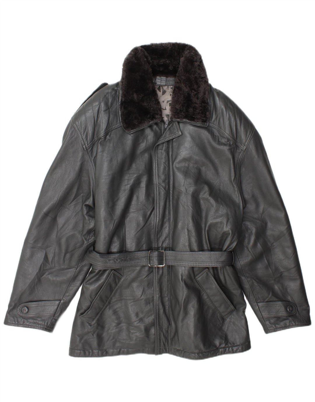 Jachetă militară din piele vintage pentru bărbați IT 54 2XL gri