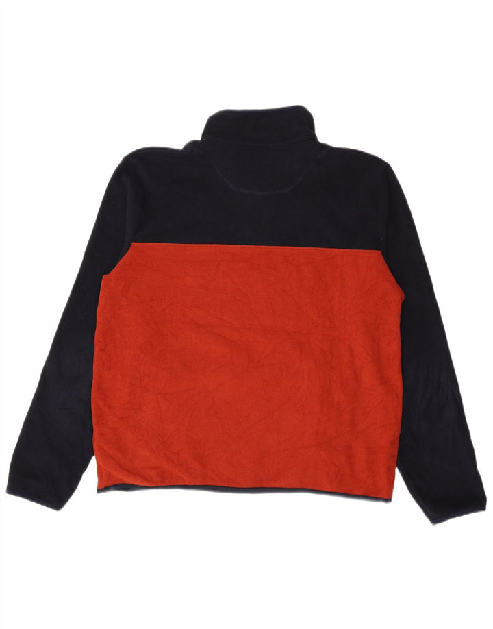 Pulover pentru bărbați Marks & Spencer, cu gât cu nasturi, fleece, portocaliu mediu, color block